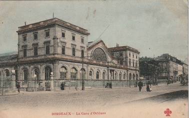 Delcampe - XXX -(33) BORDEAUX - LA GARE D' ORLEANS - CARTE COLORISEE - AJOUT DE BRILLANTS - 2 SCANS - Bordeaux